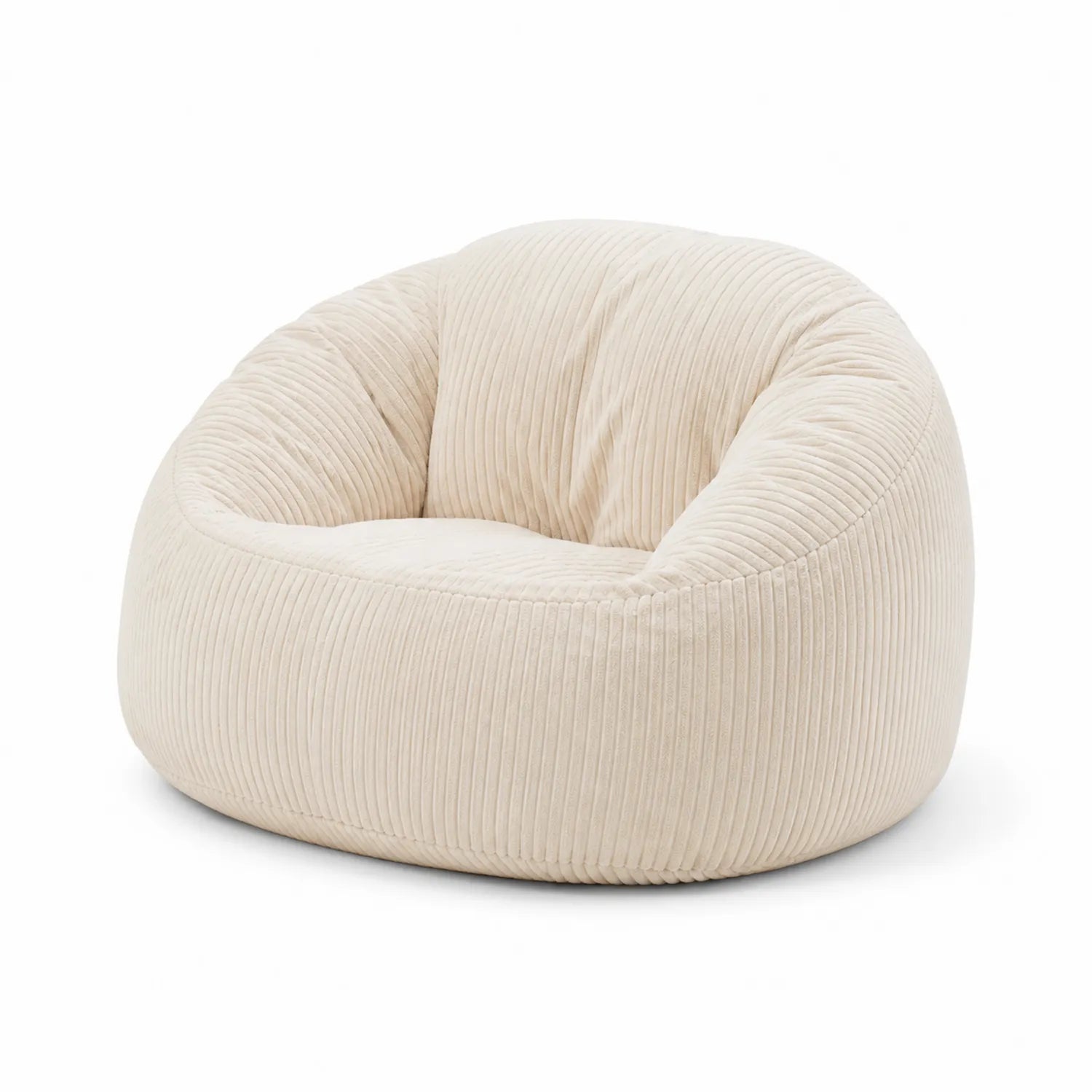 Poltrona sacco in velluto a coste Beige 85x85x70 cm