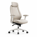 Sedia da ufficio ergonomica in pelle sintetica regolabile beige