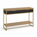 Consolle Tavolo Rettangolare in Legno e Metallo Oro Nero 120x35x80 cm
