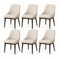 Set di 6 sedie da pranzo in pelle sintetica con gambe in legno