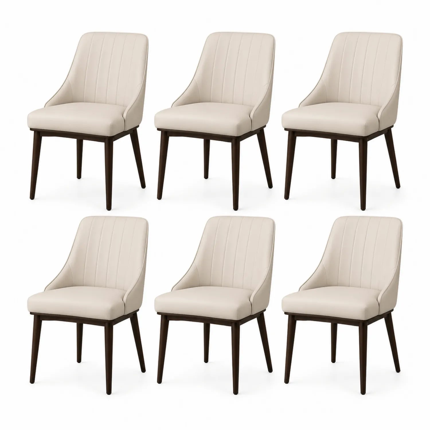 Set di 6 sedie da pranzo in pelle sintetica con gambe in legno