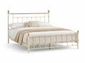 Letto matrimoniale in metallo bianco e dorato