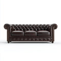 Chesterfield Leather Sofa 220x90x75 cm - Dark Brown - Classic Design