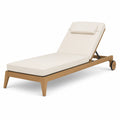 Lettino prendisole in teak con cuscino in poliestere beige