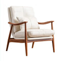 Armchair 75x85x80 cm – Cream White Leather – Mid-Century Modern