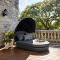 Outdoor Patio Recliner with Canopy - 200x150x160 cm - Grey - Modern Design