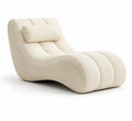 Chaise longue in tessuto poliestere crema con struttura interna in legno