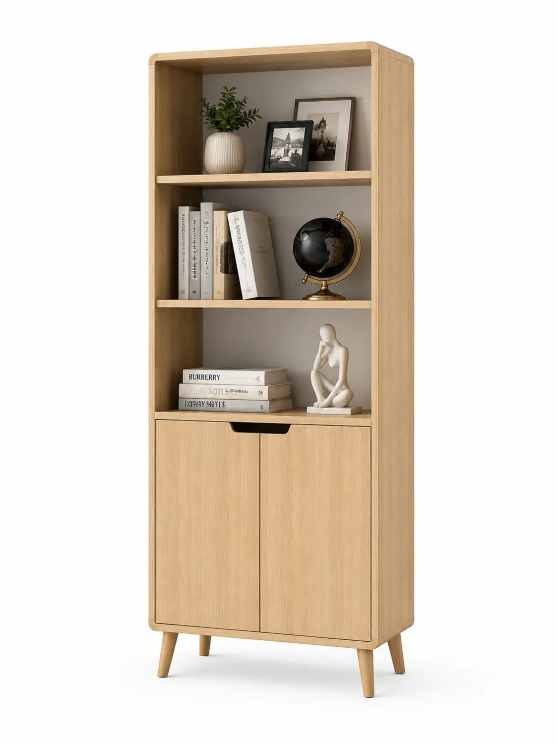 Libreria in Legno con Ripiani e Ante