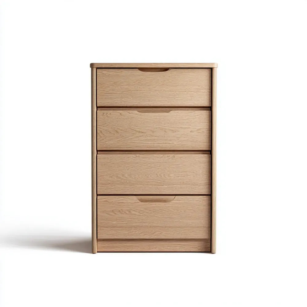 Chest of Drawers 80x45x100 cm - Light Oak Wood with 4 Drawers - Contemporary Design