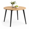 Tavolo rotondo in legno e metallo Ø100 cm naturale e nero