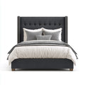 Double Bed Upholstered Fabric - 140x200x120 cm - Dark Gray - Modern Style