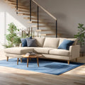 Sectional Sofa Fabric Upholstery Modern Beige – 250x90x80 cm