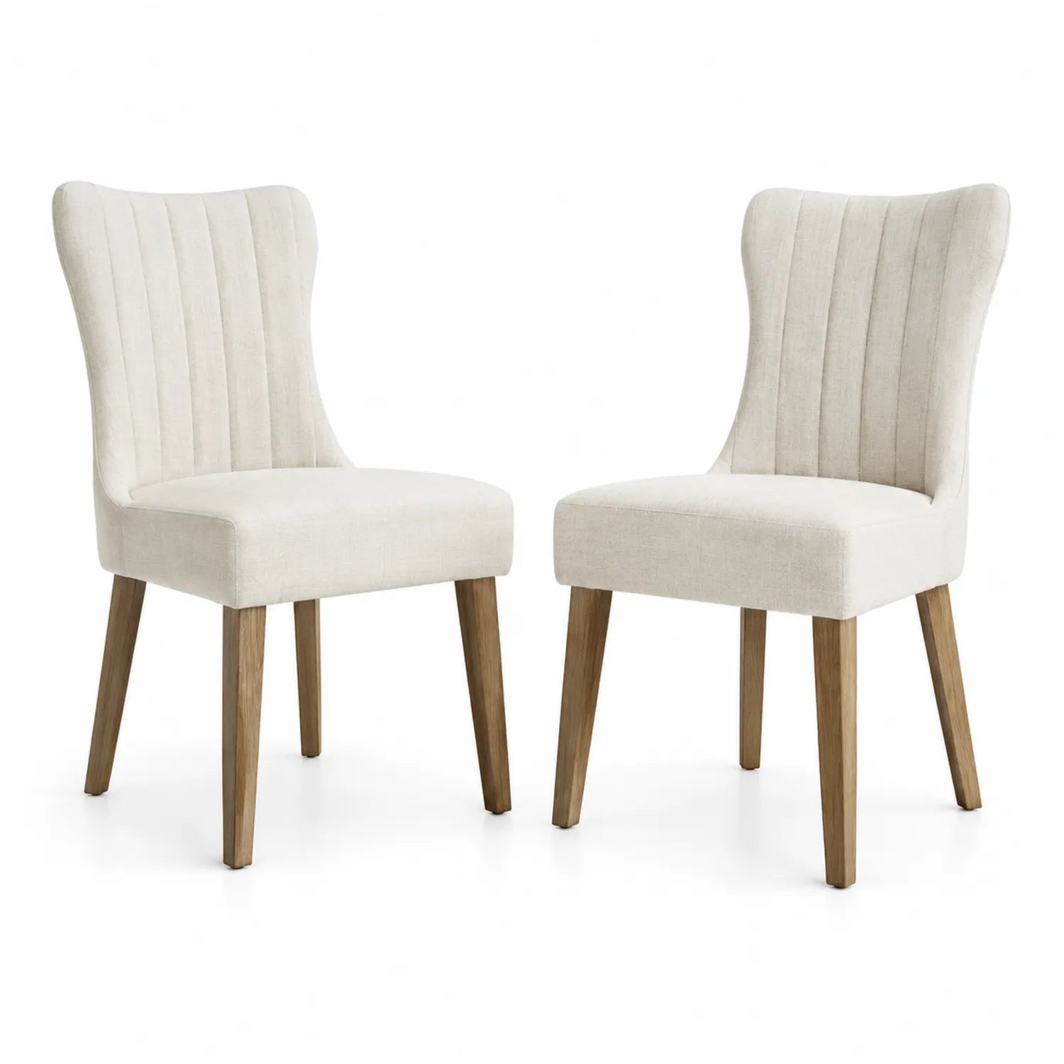 Set di 2 sedie da pranzo in tessuto con gambe in legno
