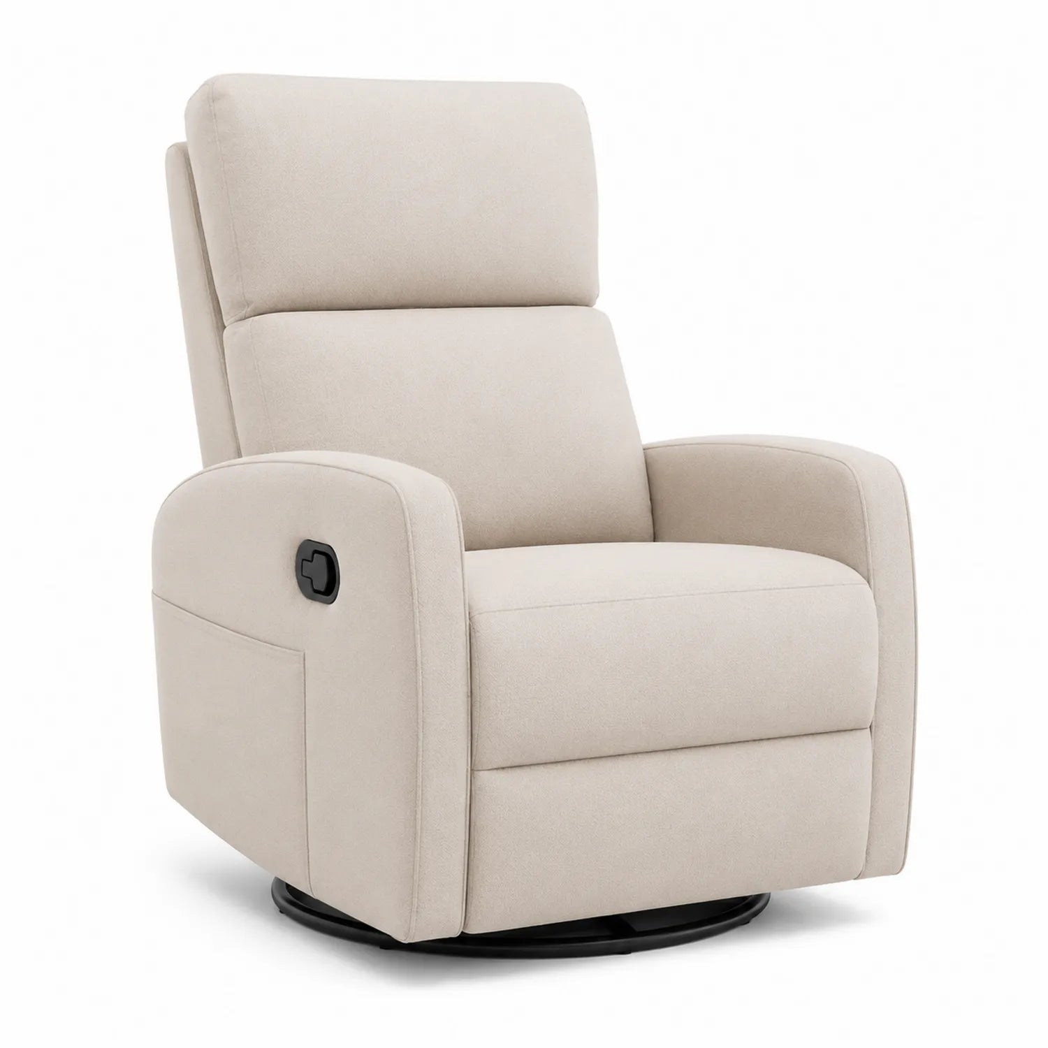 Poltrona reclinabile in microfibra beige con funzione girevole