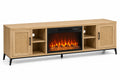 Mobile TV con Caminetto Elettrico in Legno e Rattan