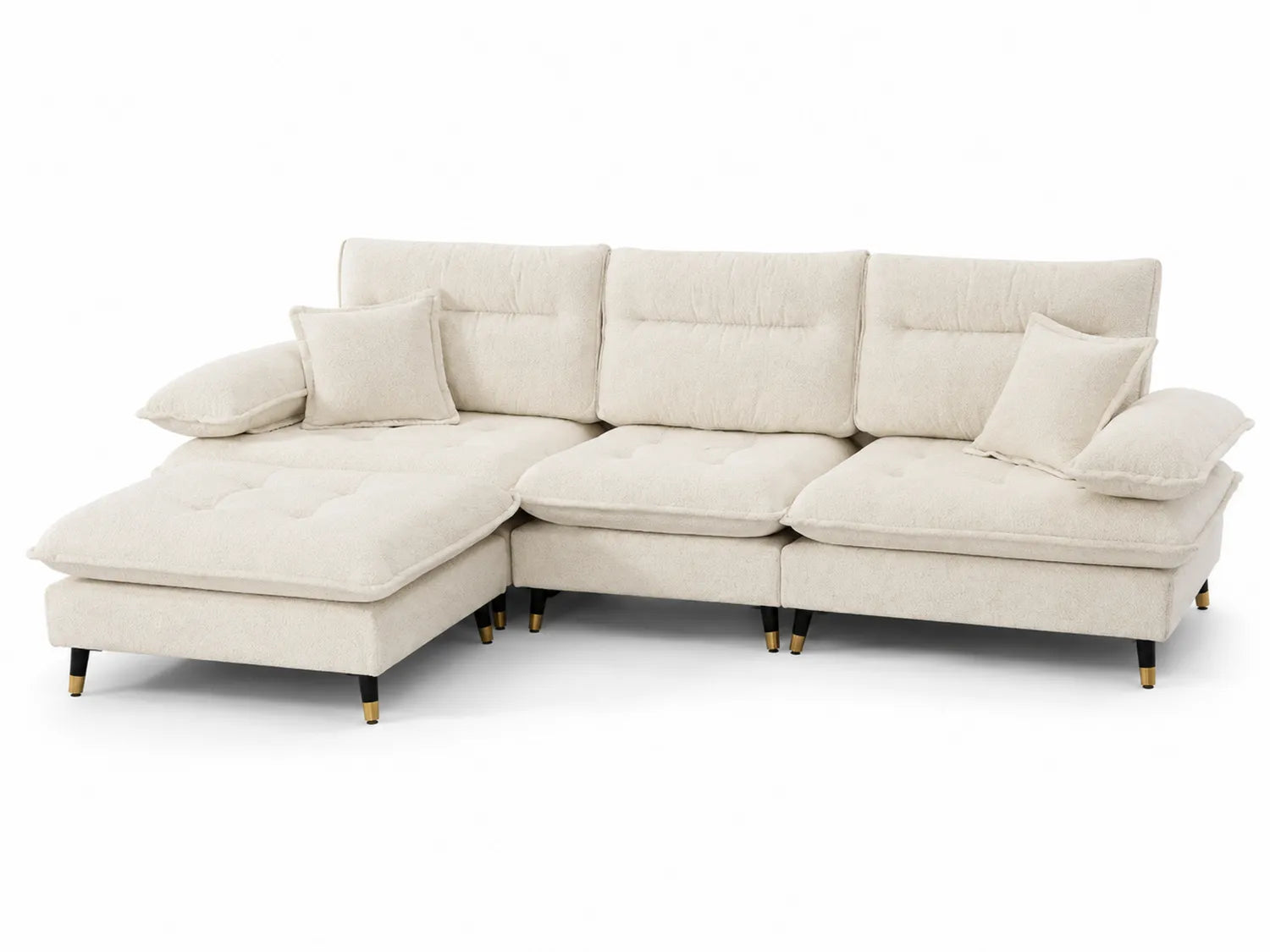 Divano angolare modulare in tessuto beige