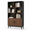 Libreria Scaffale Legno MDF Noce/Nero 180x90x30 cm