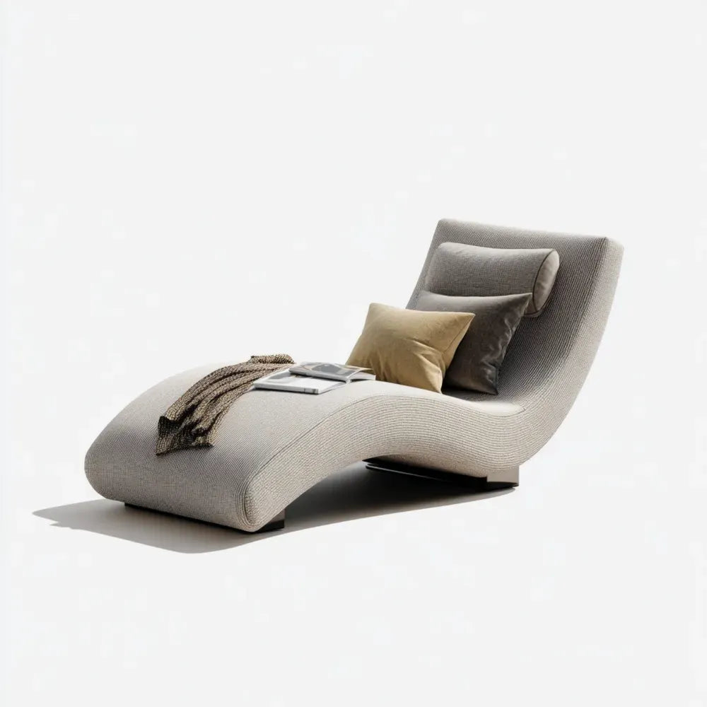 Chaise Lounge Fabric Upholstered 160x60x90 cm - Light Gray - Modern Design