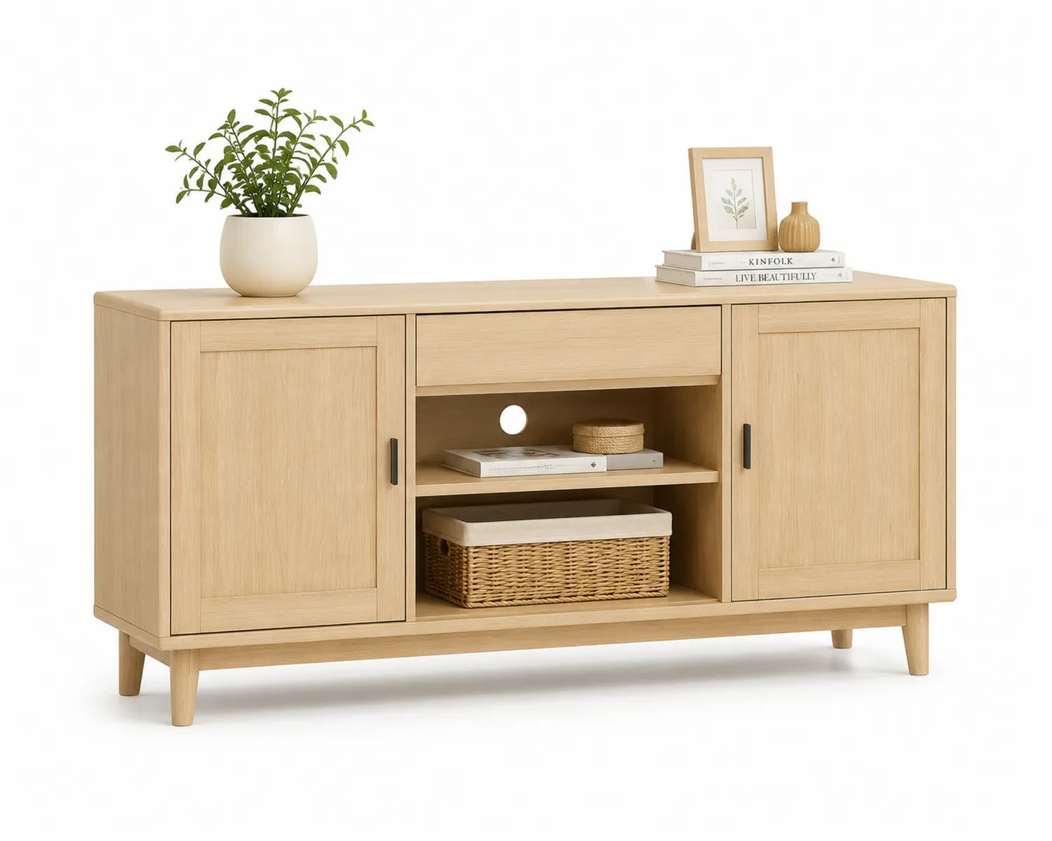 Credenza in Rovere Chiaro con Ante e Ripiani