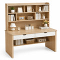 Scrivania con Libreria in Legno Composito Naturale/Bianco 120x60x120 cm