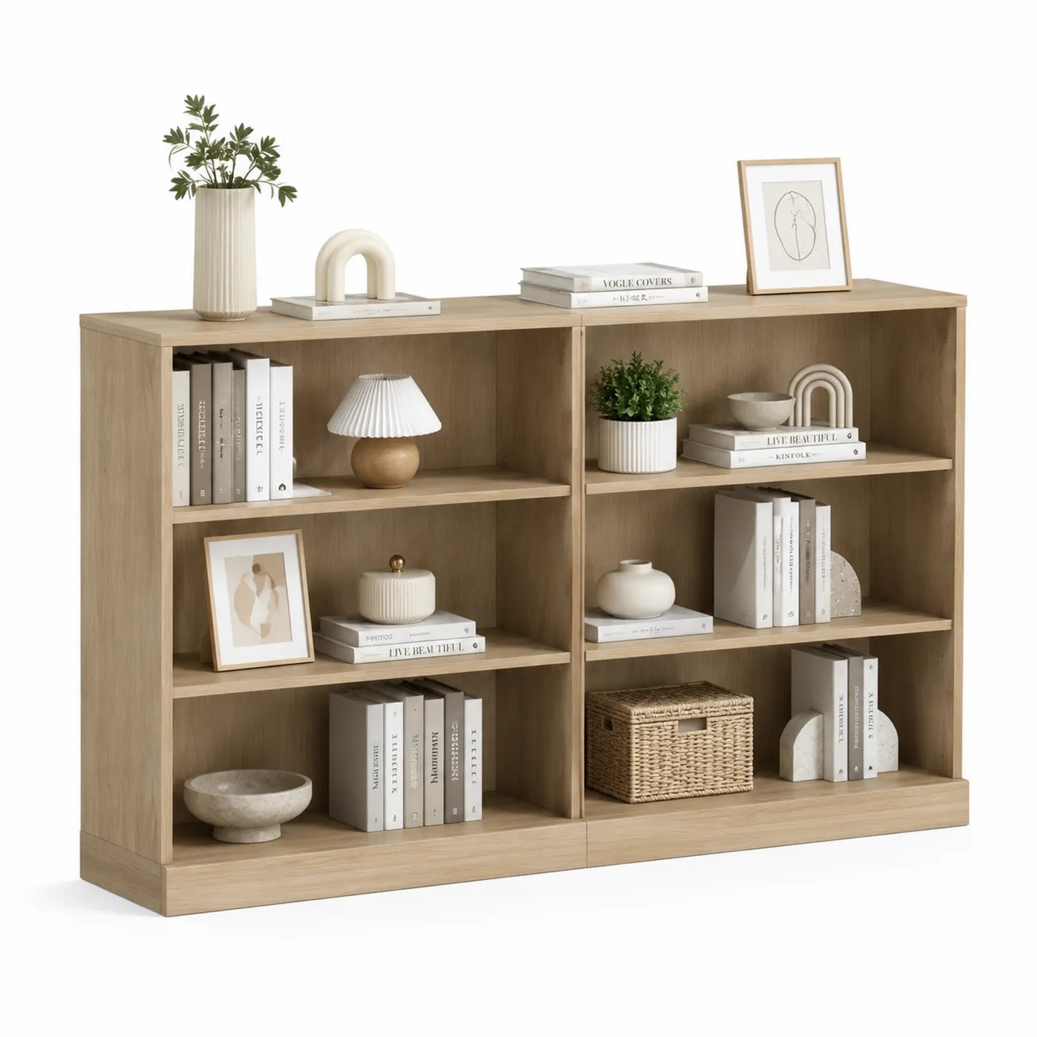 Libreria in Legno Chiaro con 8 Ripiani