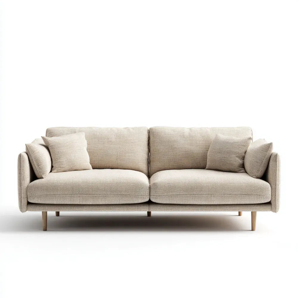 Fabric Sofa Upholstered 200x90x85 cm - Beige - Contemporary Style