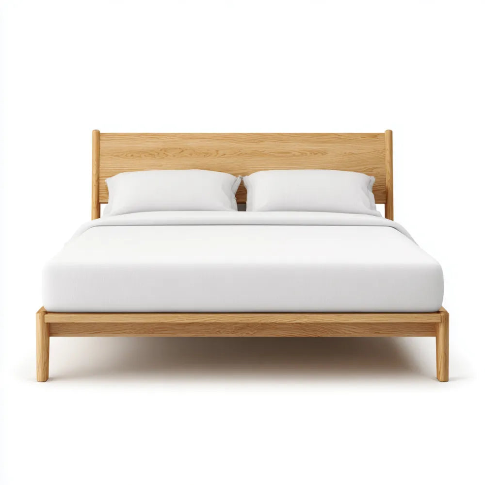 Double Bed Solid Wood Frame – 140x200x45 cm – Natural Finish – Modern Design