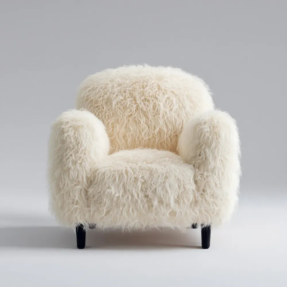 Armchair Faux Fur Upholstery 80x90x85 cm - Cream - Cozy Design