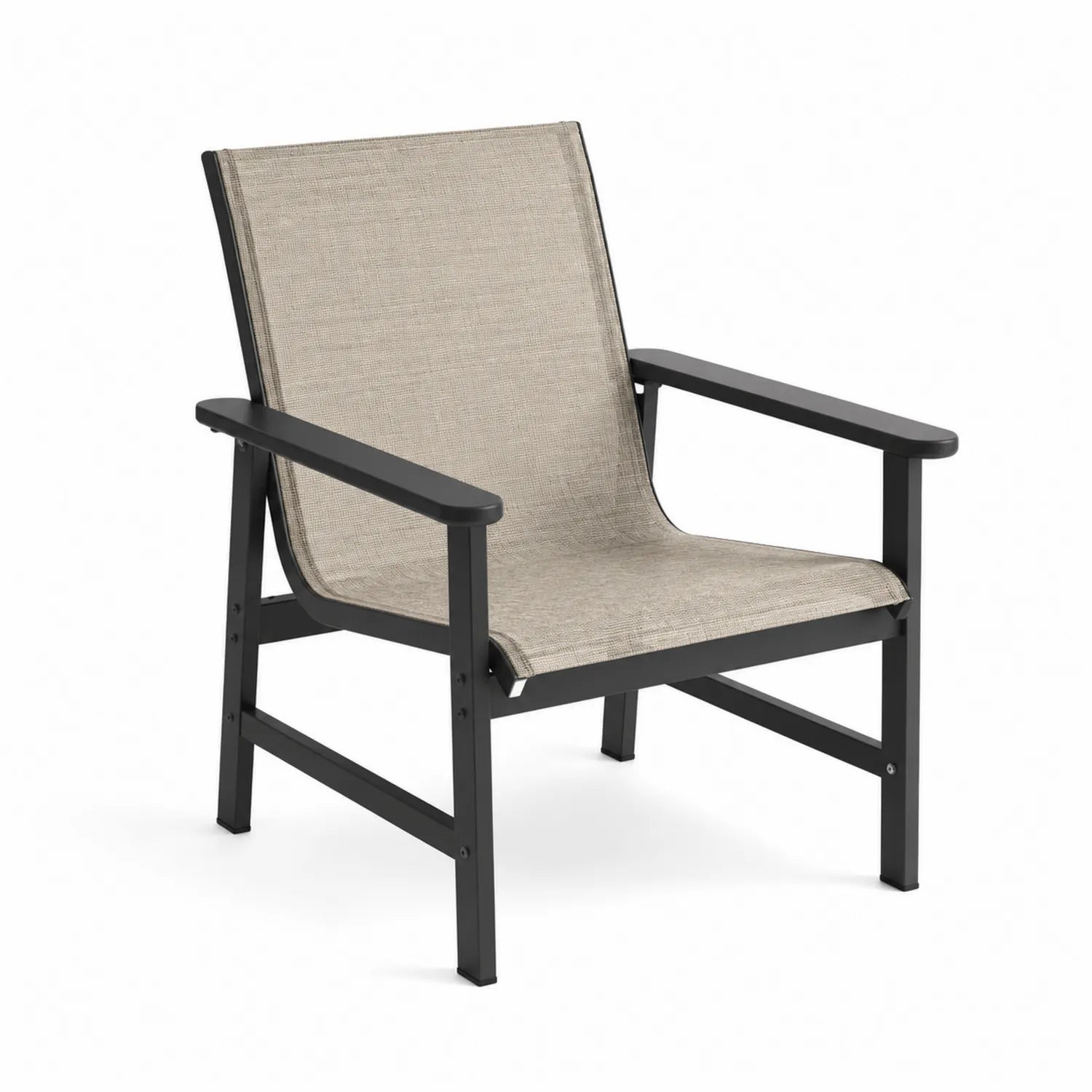 Sedia da Esterno in Alluminio e Poliestere Beige 75x60x85 cm