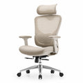 Sedia ergonomica in rete beige con poggiatesta regolabile