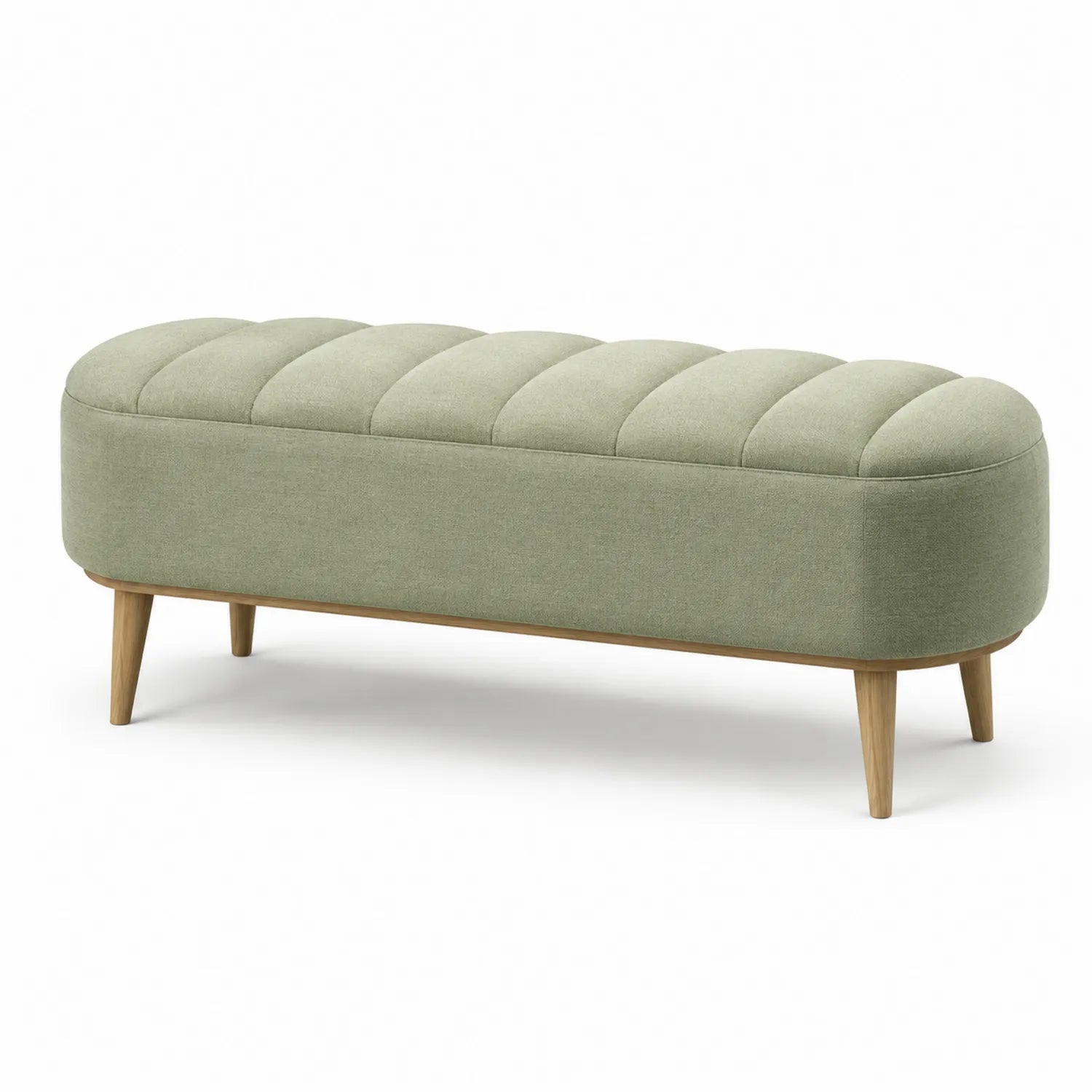 Panca in legno e tessuto poliestere verde
