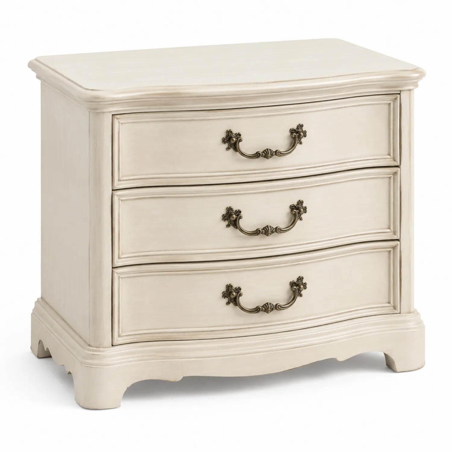 Cassettiera 3 Cassetti Legno Crema 75x40x80 cm