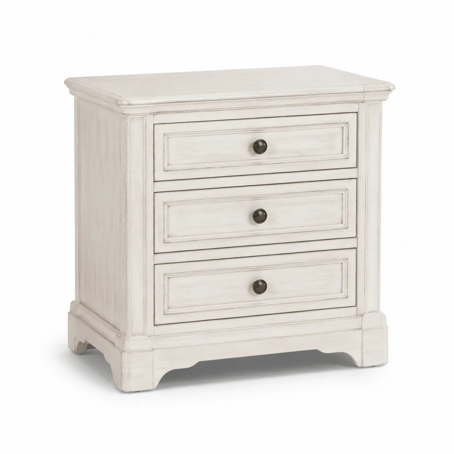 Comodino in legno bianco a 3 cassetti 60x40x70 cm