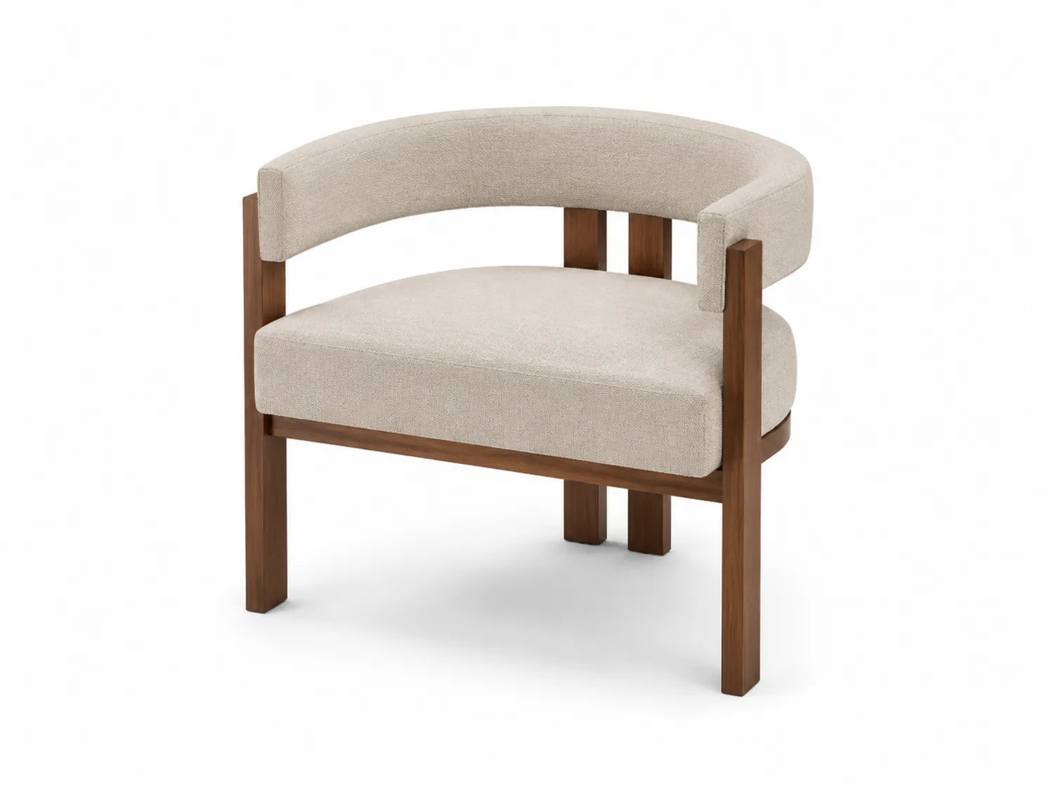 Sedia in Legno con Sedile Imbottito in Tessuto Beige