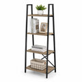 Scaffale a Scala in Legno e Metallo con 4 Ripiani 60x35x148 cm Marrone/Nero