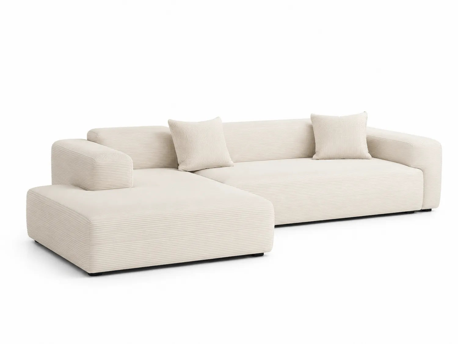 Divano angolare in tessuto corda beige con chaise longue