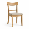 Sedia in Rovere con Seduta in Tessuto Beige
