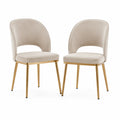 Set di 2 Sedie in Velluto Beige con Gambe in Metallo