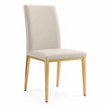 Sedia in pelle sintetica beige con gambe in acciaio dorato