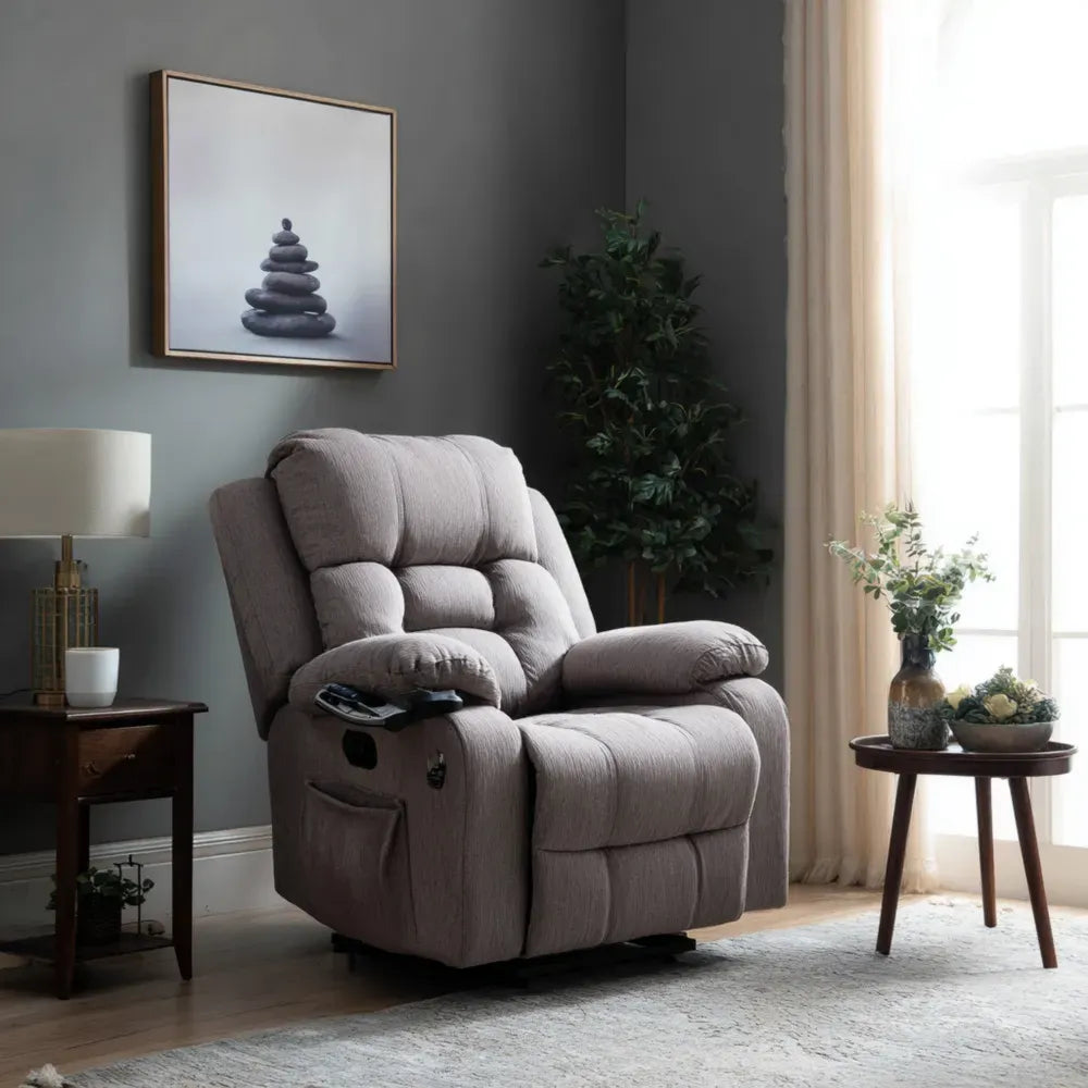 Recliner Upholstered Fabric Adjustable 85x90x100 cm - Gray - Modern Style