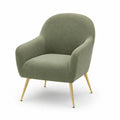 Poltrona in tessuto poliestere verde con gambe in metallo dorate