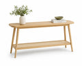 Consolle in Legno con Ripiano in Rattan