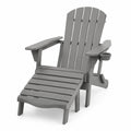 Sedia Adirondack da Esterno in Legno Grigio con Poggiapiedi