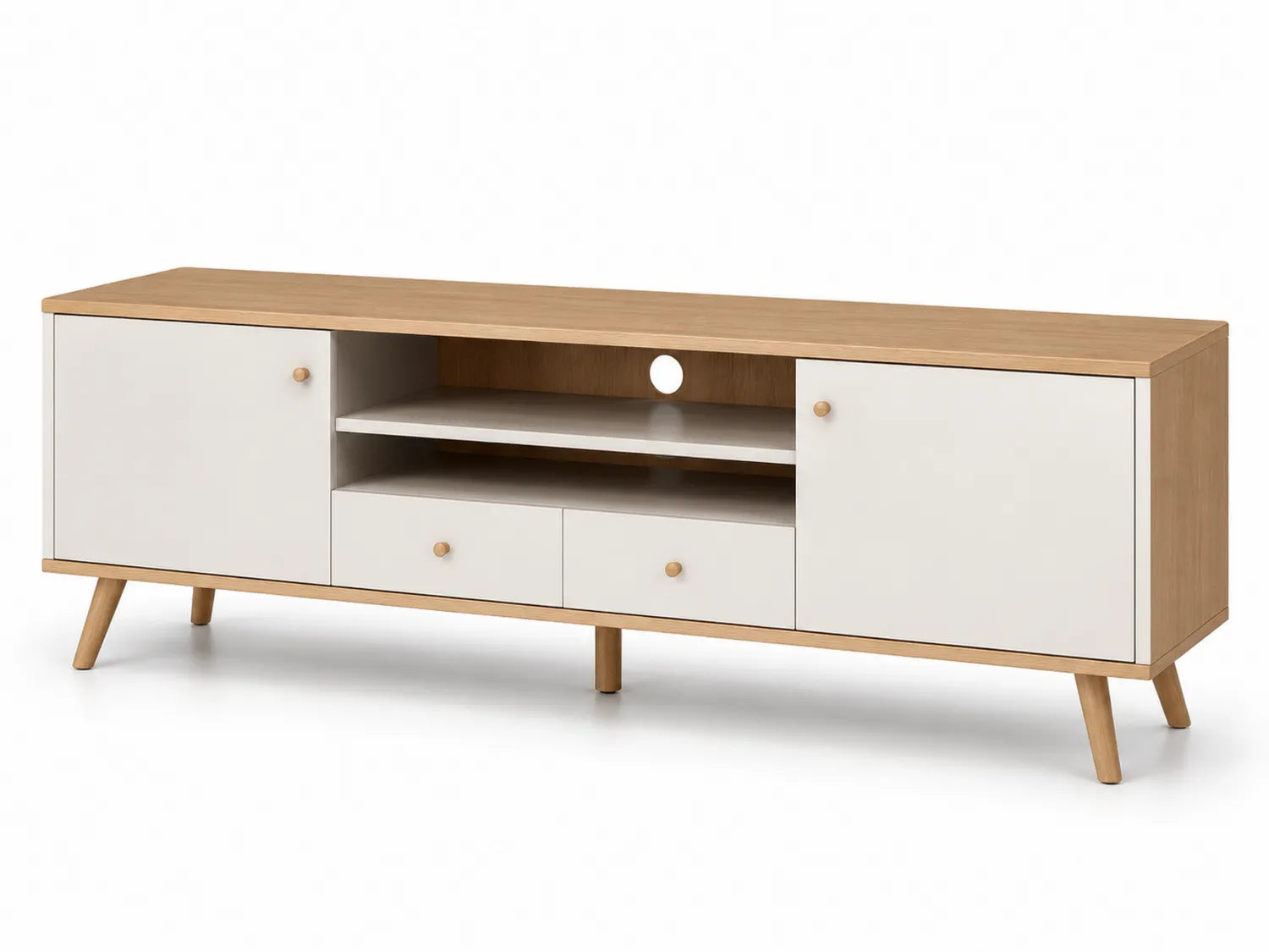 Mobile TV in Legno e MDF Bianco e Quercia