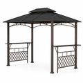 Gazebo da Giardino in Metallo con Tetto in Policarbonato Nero