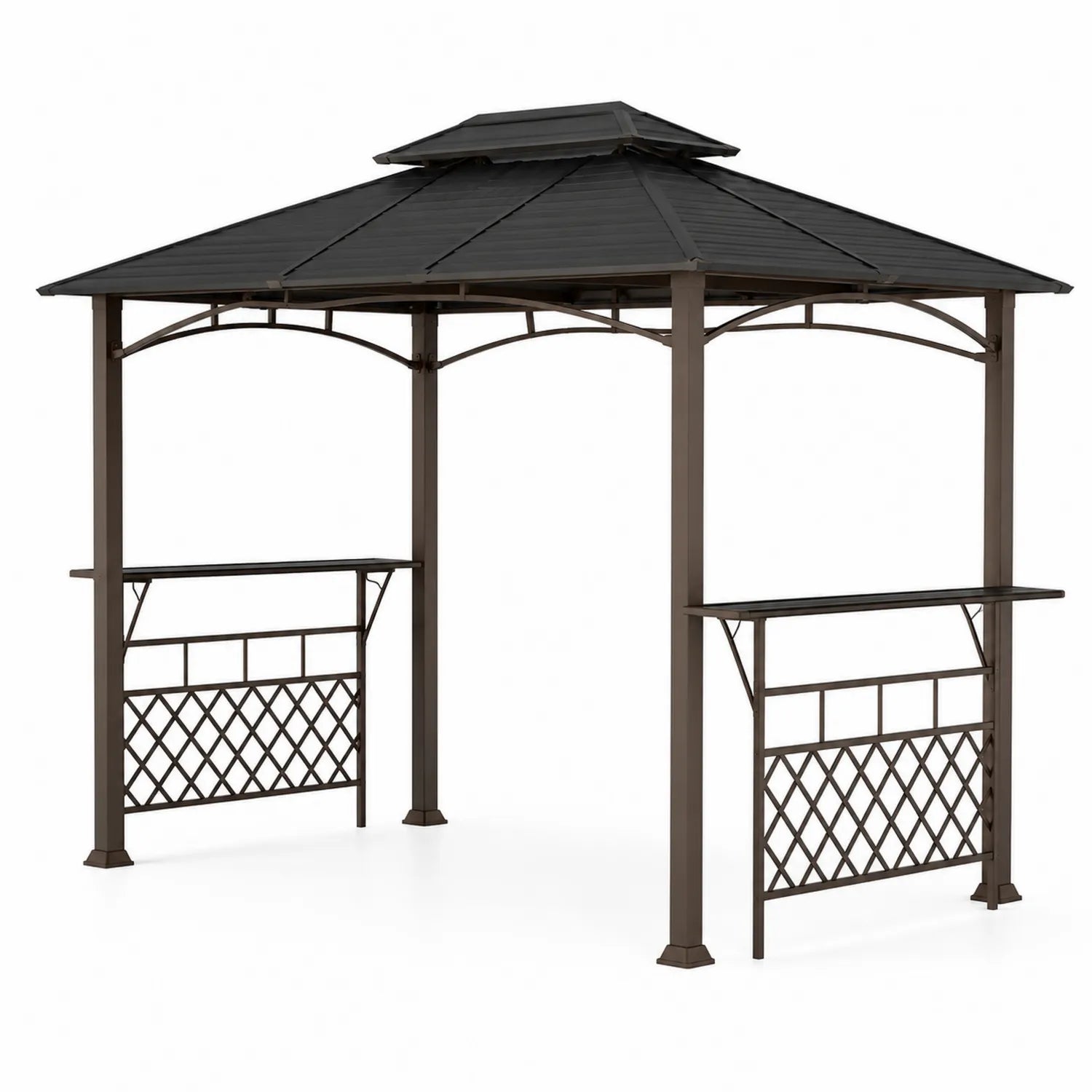 Gazebo da Giardino in Metallo con Tetto in Policarbonato Nero