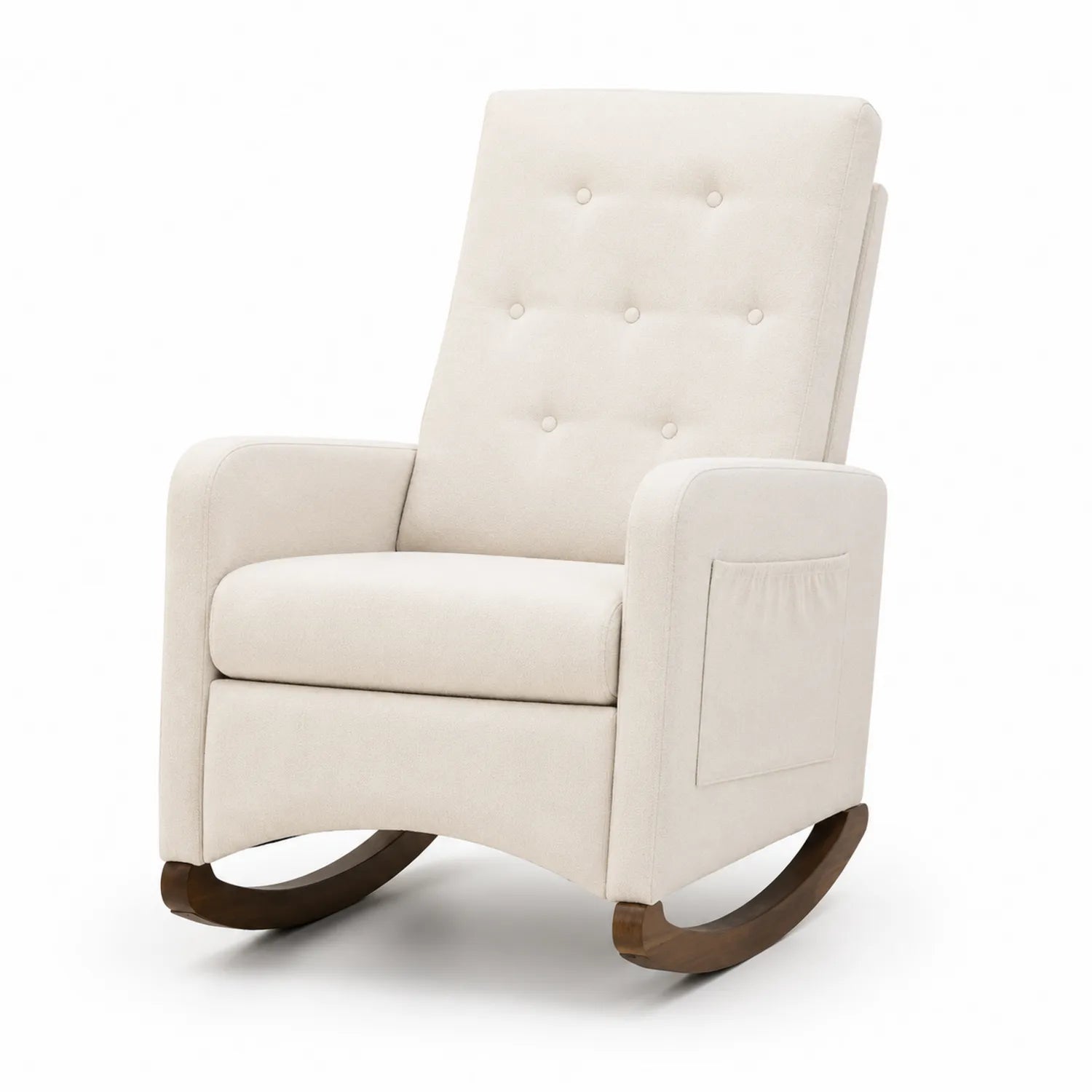 Poltrona a dondolo in poliestere e legno Beige