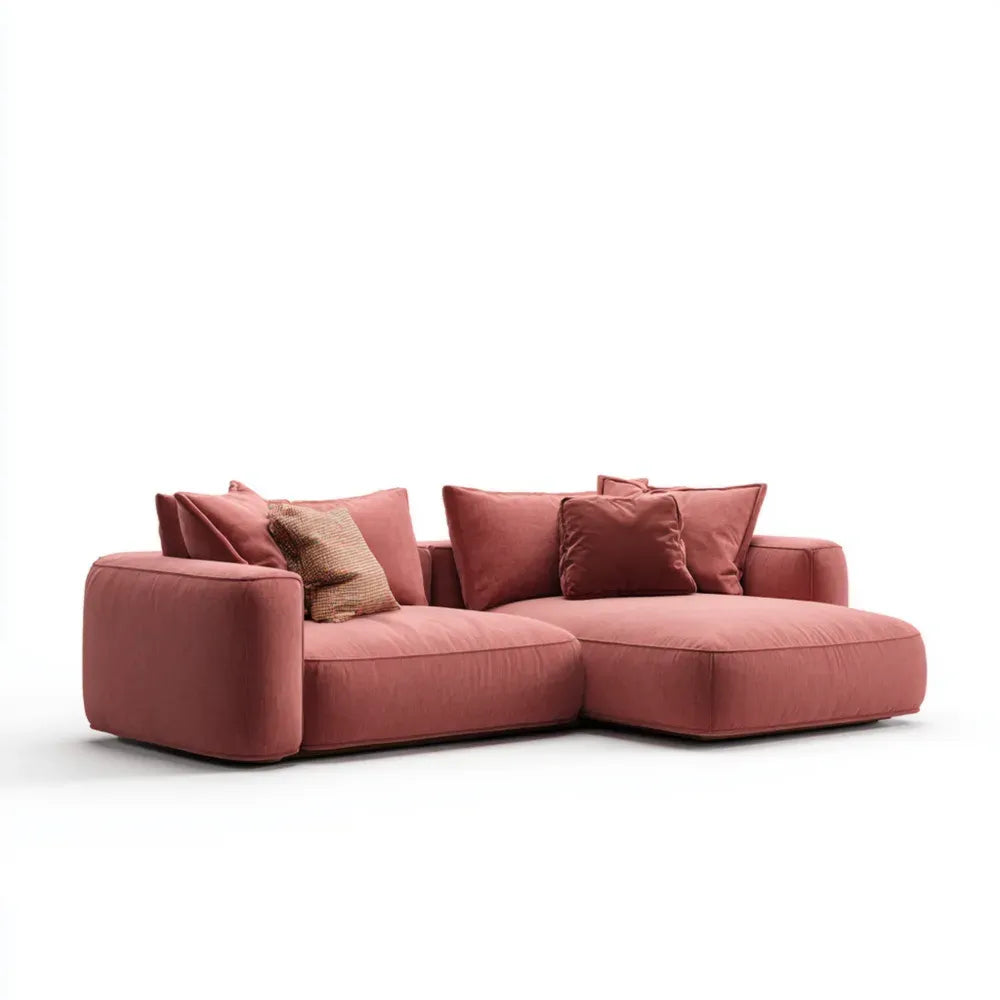 Contemporary Sectional Sofa 250x150x85 cm - Pink Fabric Upholstery