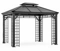 Gazebo Quadrato in Metallo Nero con Tetto in Acciaio