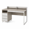 Scrivania in MDF e Metallo con Cassetti Beige/Bianco